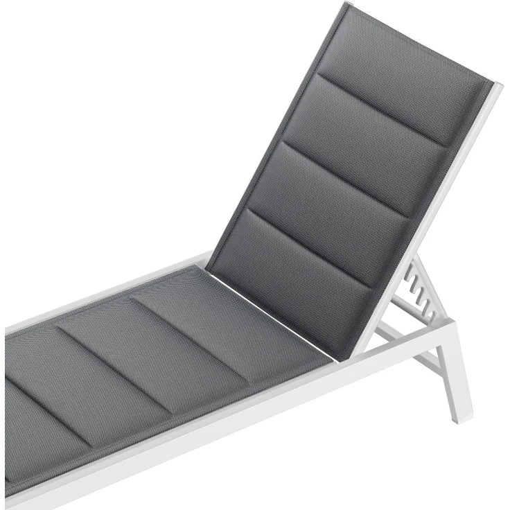 Blumfeldt Renazzo Sonnenliege - Verstellbarer Liegestuhl, Wetterfest & Ultraleicht, 5-Positionen Rückenlehne, Aluminiumrahmen, 120kg Kapazität, ComfortMesh, 195x60cm, Garten & Balkon, Weiß – Bild 3