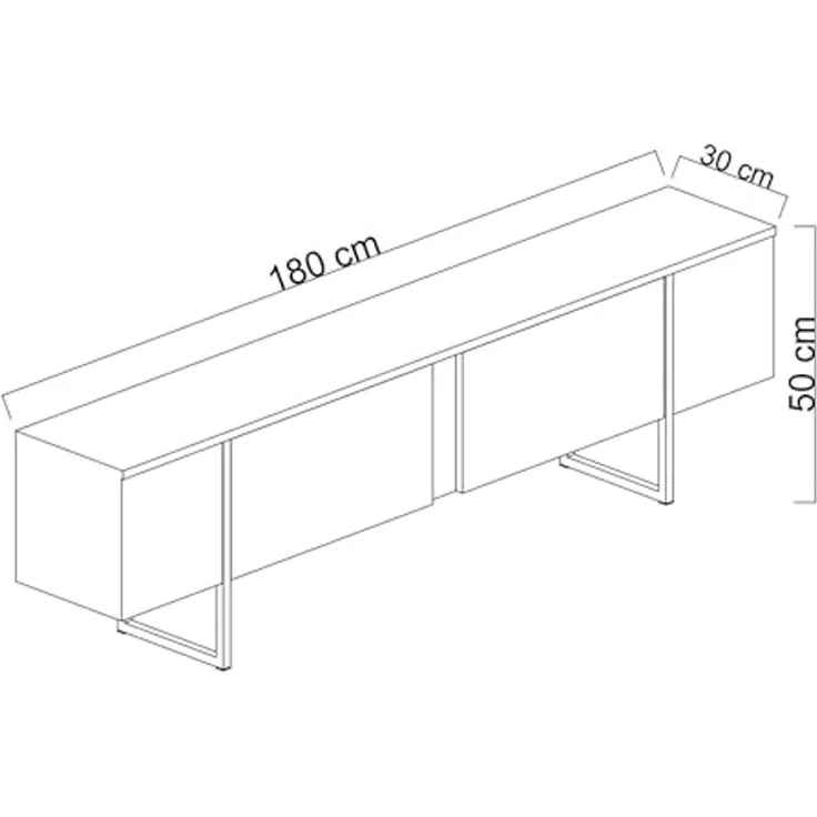 Dmora - Fernsehschrank Centaurus, Ständer für Wohnzimmerfernseher, Niedriges Wohnzimmer-Sideboard, TV-Ständerbasis, 180x30h50 cm, Anthrazit und Gold – Bild 3