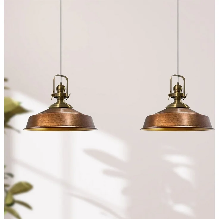 Bamyum Pendelleuchte Asletl Hängelampe aus Metall 2 Flammige, E27, Vintage Lampe, ohne Leuchtmittel – Bild 2