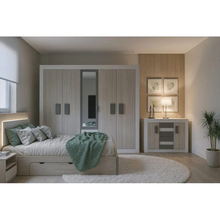 Deine Möbel 24 Bettgestell HEAVEN Bett 160x200 cm mit Beleuchtung Schlafzimmer (Set, 3-tlg, Matratze optional), kombinierbar mit Nachttischen, Schränken und Kommoden – Bild 4