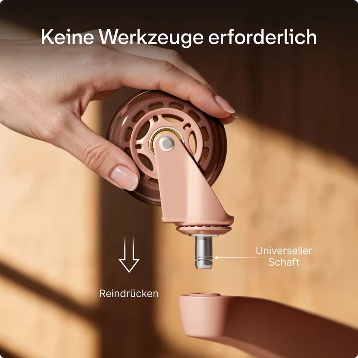 Desktronic Bürostuhlrollen Rosa, Ersatzrollen 360°, Set 5 Stück, Ersatzräder für Bürostühle auf Teppich- und Parkettböden – Bild 5