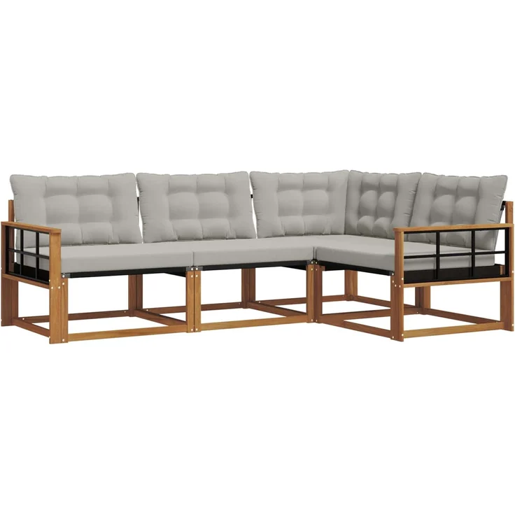 vidaXL Outdoor-Sofagarnitur 4 stk. 4-Sitzer Natur und Hellgrau 3369414 – Bild 2