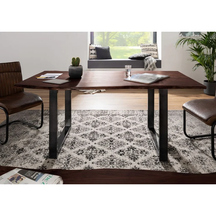 Baumtisch Akazie 220x100x76 braun Beine anthrazit glänzend FREEFORM 3 – Bild 3