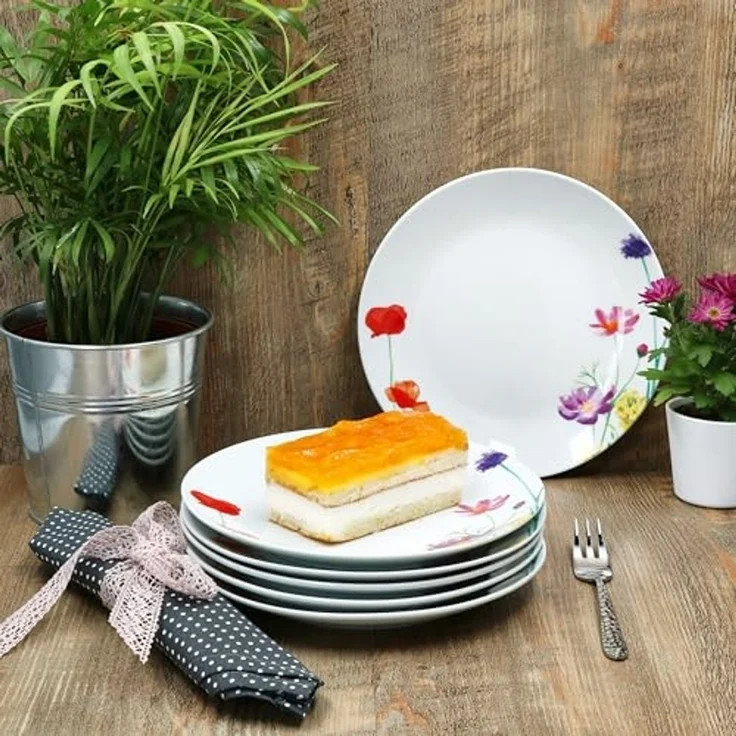 MamboCat Frühstücksteller 6er Set Marie Kuchenteller Porzellan 6 Personen Blumen – Bild 5