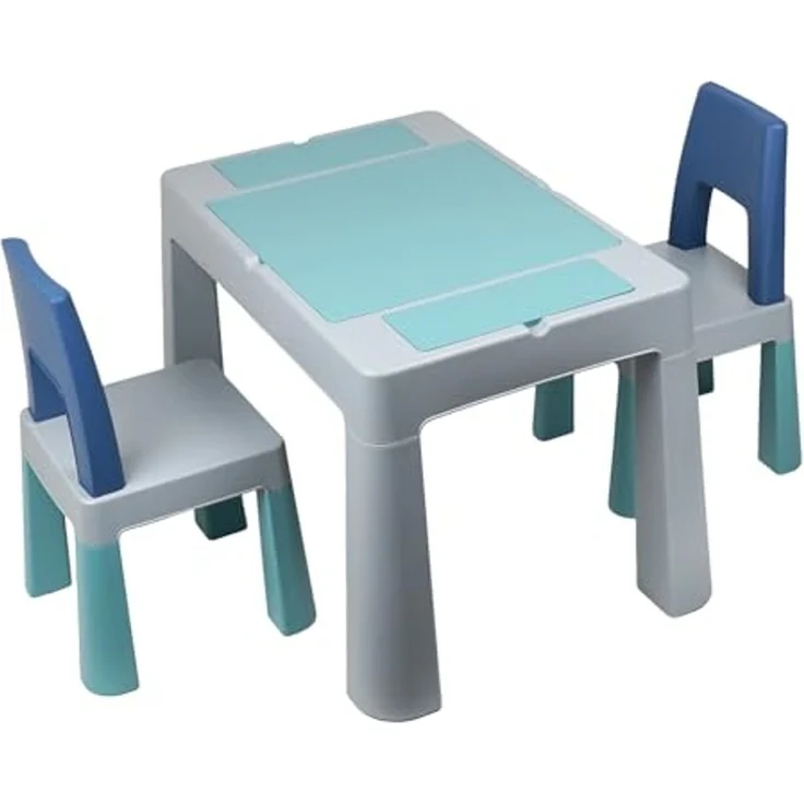 Thermobaby - Multifunktionaler Aktivitätentisch Multiplay – 2 Stühle – doppelseitige Tischplatte – Spieltisch für Kinder – Schreibtisch für Kinder mit Stühlen und Stauraum – Multifunktionstisch für – Bild 1