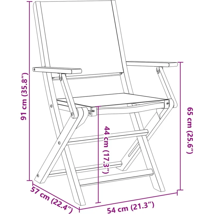 vidaXL Gartenstühle 2 Stk. Cremeweiß Massivholz Akazie & Stoff 367669 – Bild 11