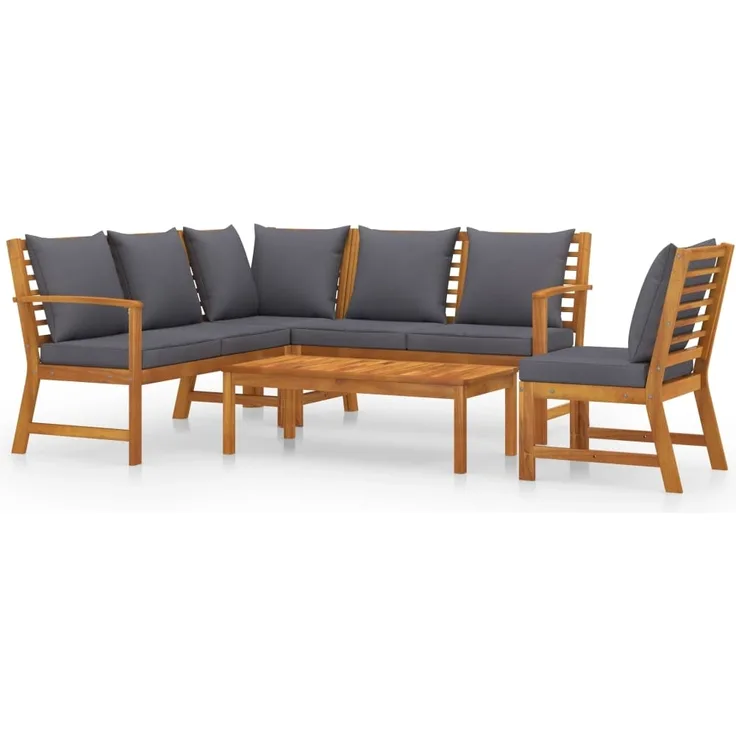 vidaXL 5-tlg. Garten-Lounge-Set mit Auflagen Massivholz Akazie 3057777