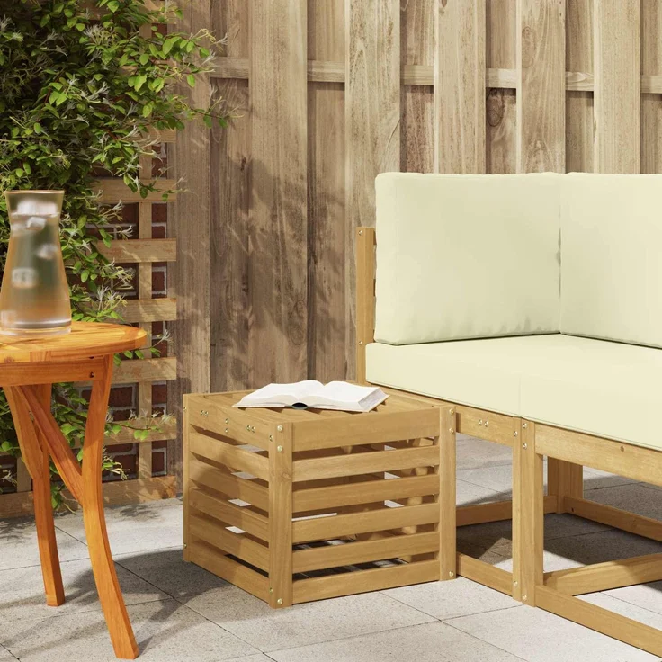 vidaXL Outdoor-Sofagarnitur Weiß 35 x 38 x 37 cm Massivholz Akazie 901679 – Bild 1