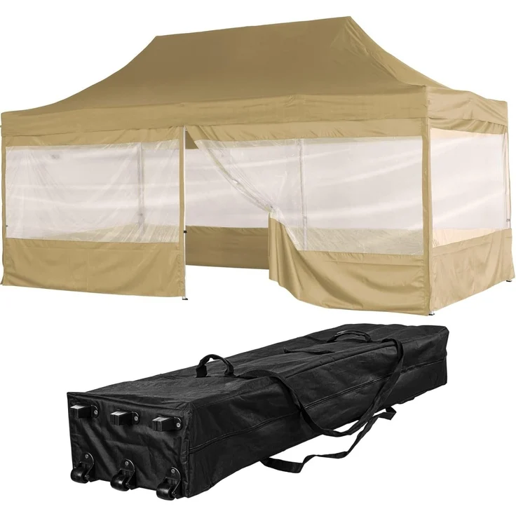 INSTENT® Faltpavillon, Aluminium / Polyester champagner, 3x6 m – Bild 1