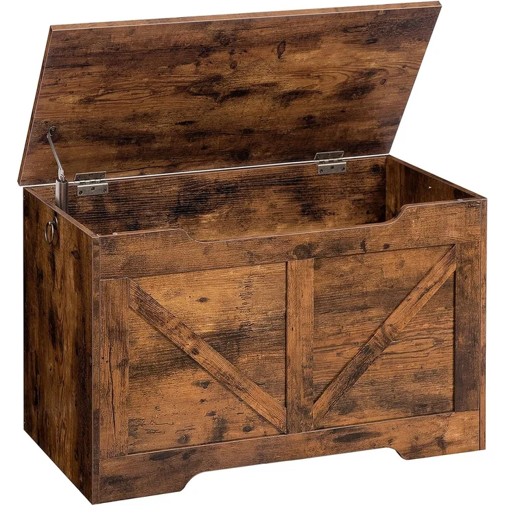 HOOBRO Truhen, Sitzbank mit Stauraum, Spielzeugtruhe mit Deckel, Schuhbank, Sitztruhe, Aufbewahrungstruhe, Robust, Sicherheitsscharniere, Schlafzimmer, Wohnzimmer, 100 cm, Dunkelbraun EBF100CW01 – Bild 1