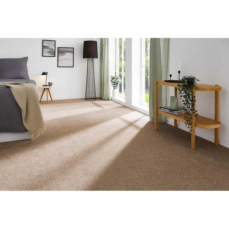 andiamo Teppichboden Izmir für Wohnzimmer und Kinderzimmer - Teppichboden Meterware zum Verlegen - Teppichbelag mit hoher Trittschalldämmung - weicher Teppichboden 400x500 cm Cappucino