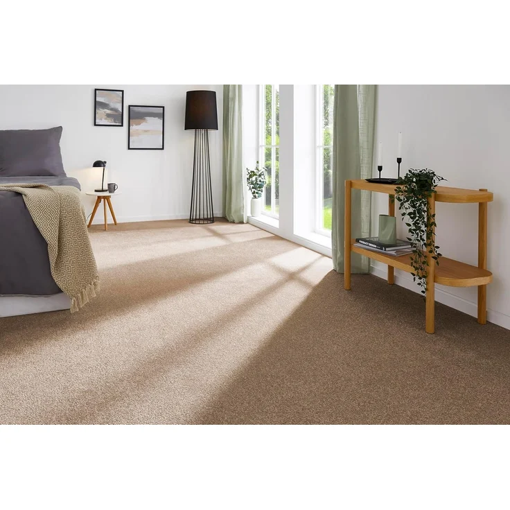 andiamo Teppichboden Izmir für Wohnzimmer und Kinderzimmer - Teppichboden Meterware zum Verlegen - Teppichbelag mit hoher Trittschalldämmung - weicher Teppichboden 400x500 cm Cappucino