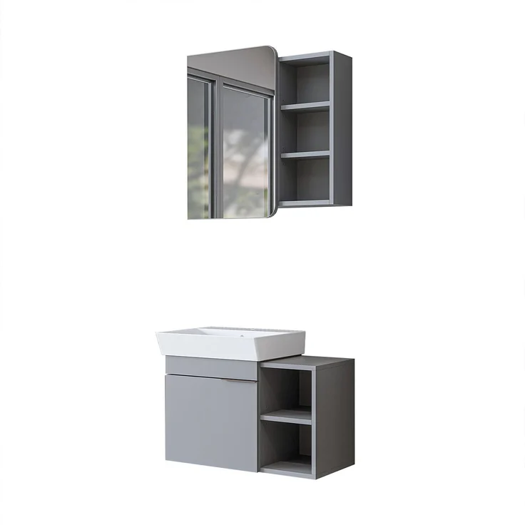 Skye Decor '2929' Badmöbel-Set mit Waschbecken & Spiegel (2-teilig), Esche, 72 x 54 x 38,6 cm – Bild 6
