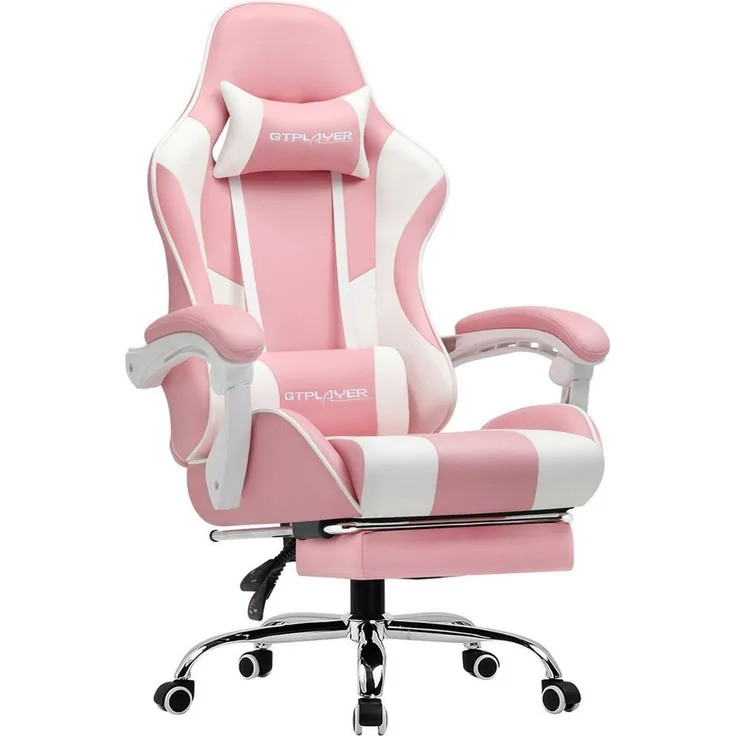 GTPLAYER Gaming-Stuhl Bürostuhl mit Massagefunktion, Fußstütze, Kopfstütze (Packung), Ergonomischer Gamer Stuhl Maximale Belastung 150 kg, 360° drehbar