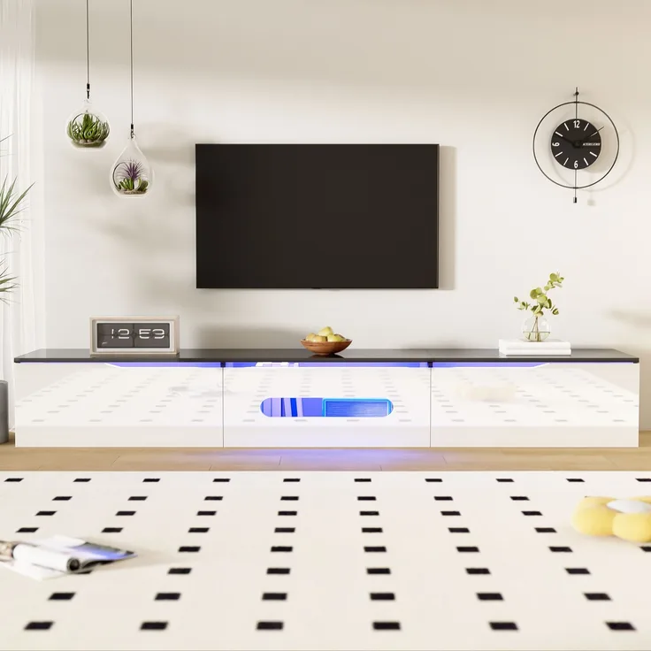 TV-Schrank 180×35×30 cm in Schwarz-Weiß mit 16-farbiger LED-Beleuchtung – modernes Design