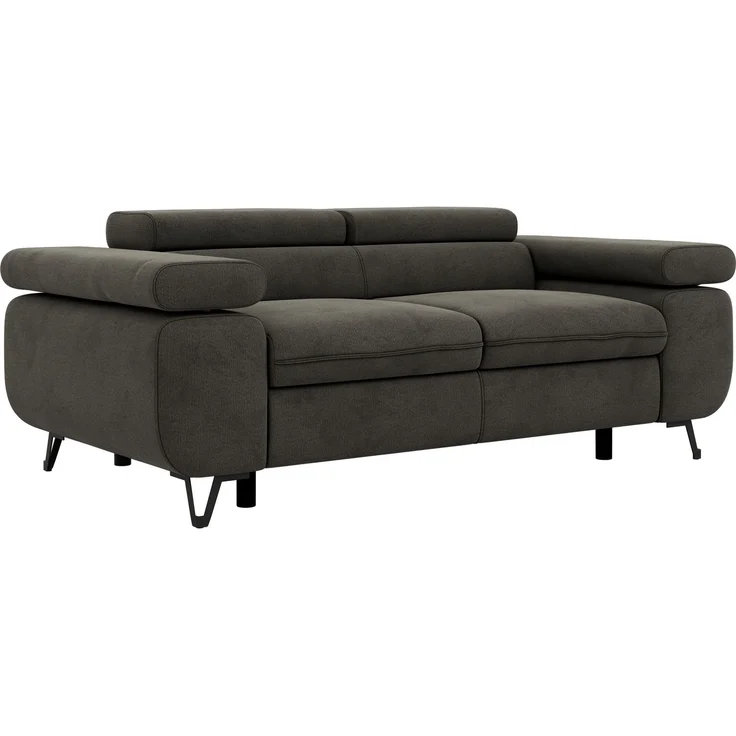 2-Sitzer Polstercouch PETER mit verstellbaren Armlehnen und Kopfstütze, Gepolsterte Couch, Wellenfeder - Dunkelgrau Velvet – Bild 6