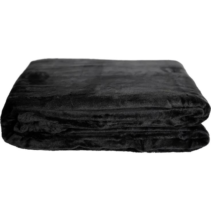Kuschelige Decke 220x240 cm Fleecedecke Wohndecke aus Polyester Tagesdecke Schwarz