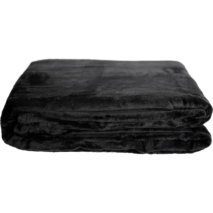 Kuschelige Decke 220x240 cm Fleecedecke Wohndecke aus Polyester Tagesdecke Schwarz – Bild 1