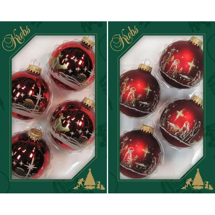 Krebs Glas Lauscha Weihnachtsbaumkugel Heilige Nacht, Weihnachtsdeko rot, Christbaumschmuck (8 St), hochwertige Christbaumkugeln aus Glas, mundgeblasen – Bild 1