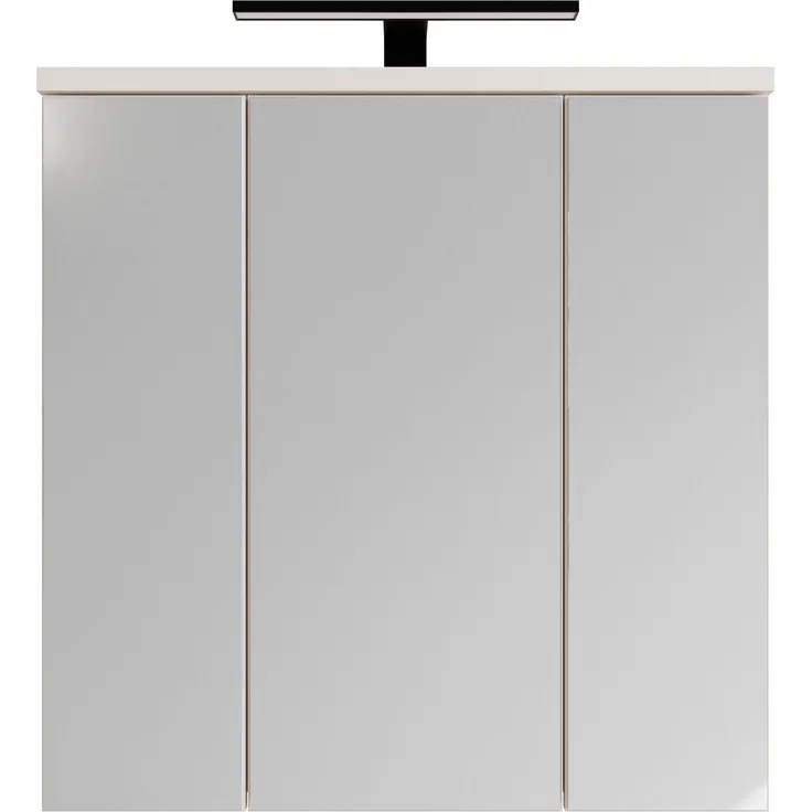 Badezimmerspiegelschrank >VERIS< in Sand / Spiegel - 68,6x68,1x20cm (BxHxT)