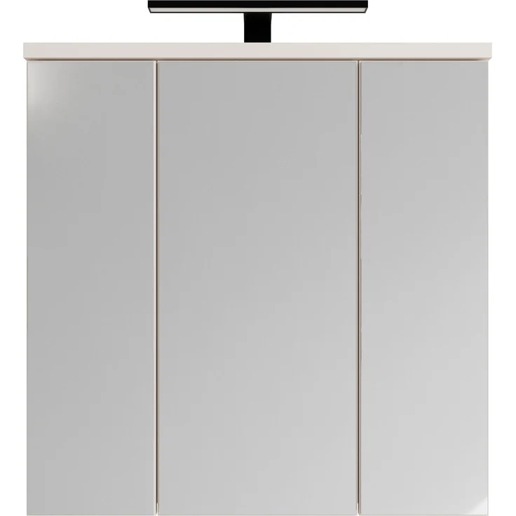 Badezimmerspiegelschrank >VERIS< in Sand / Spiegel - 68,6x68,1x20cm (BxHxT) – Bild 1