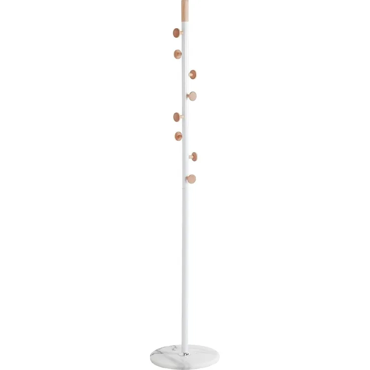 HAKU Möbel Garderobenständer Natur, weiß, Marmor, Massivholz, Metall - Maße: H 178 cm x Ø 35 cm, Style: Modern