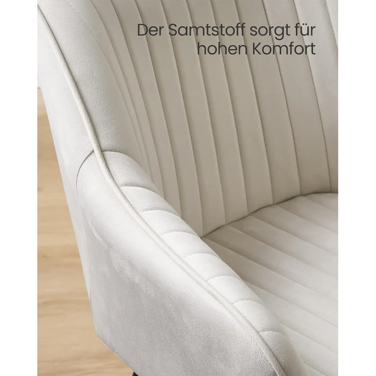 SONGMICS Esszimmerstuhl mit Armlehnen, 4er Set, Samt, 62,5 x 60 x 85 cm, Cappuccinobeige – Bild 6