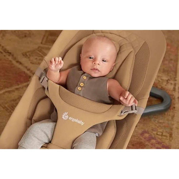 Ergobaby 3-in-1 Evolve Bouncer, Ergonomische Babywippe für Neugeborene ab Geburt bis zum Kleinkind, Babyschaukel mit Neugeboreneneinsatz (2,5 kg - 13,2 kg), Camel – Bild 4