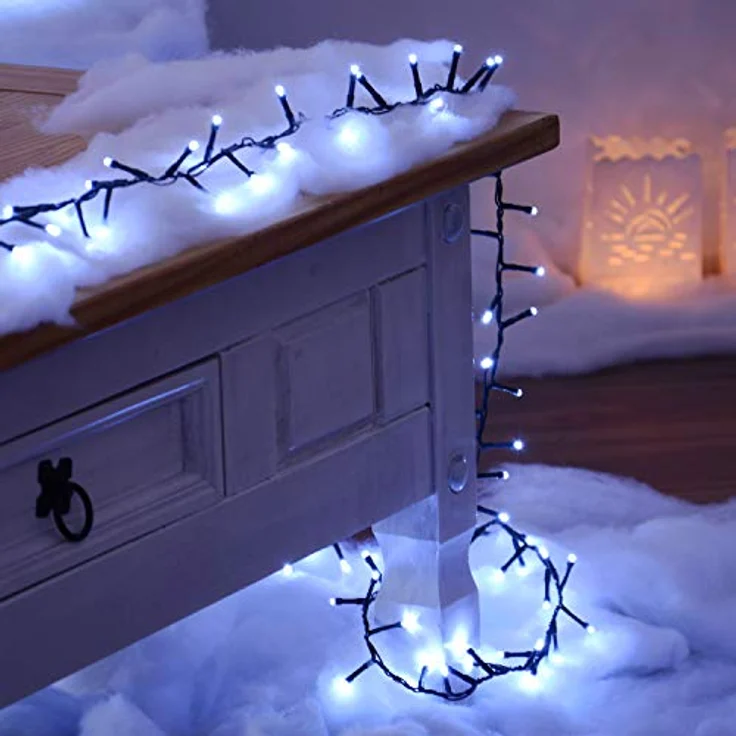 INtrenDU LED-Lichterkette Lichterkette 1200LED kaltweiß 24m, mit itegriertem Timer, Beleuchtungsprogrammen und Memoryfunktion – Bild 3