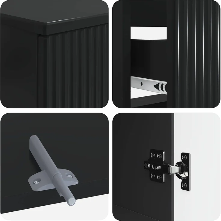 vidaXL 3-teiliges Badezimmer-Schranksystem ARNHEM 3 stk. Schwarz 3418009 – Bild 6