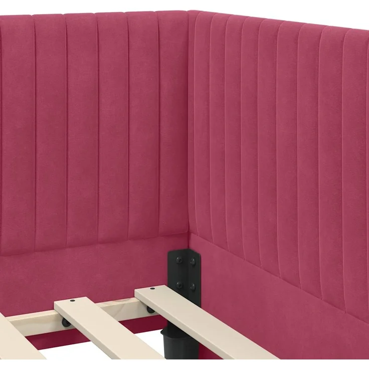 vidaXL Eckbettgestell mit Matratze mit Kopfteil 2 pcs Rot Samt 3393802 – Bild 10