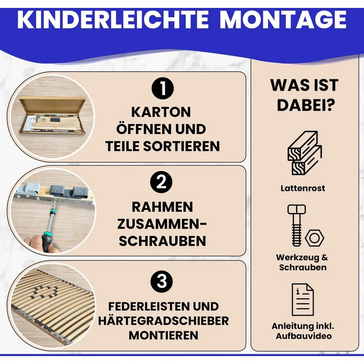 Coemo BASIC Lattenrost 80x210 cm starr nicht verstellbar 30 Leisten zur Selbstmontage – Bild 5