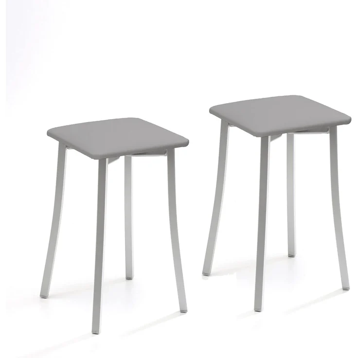 ASTIMESA Zwei Küchenhocker, Design und Kunstleder, grau, Sitzhöhe 45 cm.