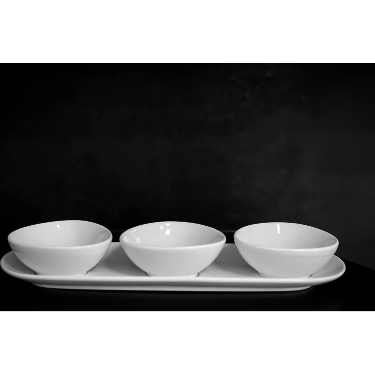 Ayda 4-teiliges Snackschalen-Set aus Porzellan - 3 Schalen + 1 Servierteller – Bild 3