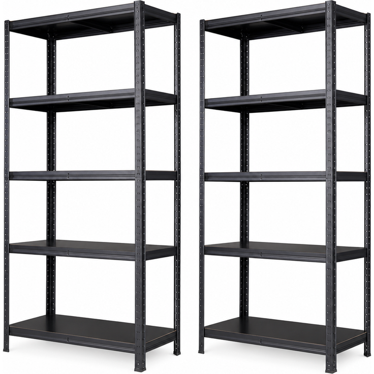 SR2B Premium Schwerlastregal Schwarz – 875 kg belastbar, wasserfest, matte laminierte Böden, 5 verstellbare Ebenen, teilbares Steckregal 180x90x40 cm – Bild 6