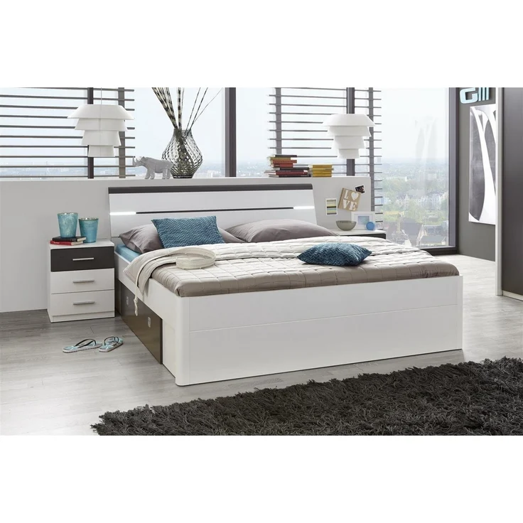 Bettanlage >Isobel< in Weiß / Lava - 185x97x216cm (BxHxT) – Bild 1