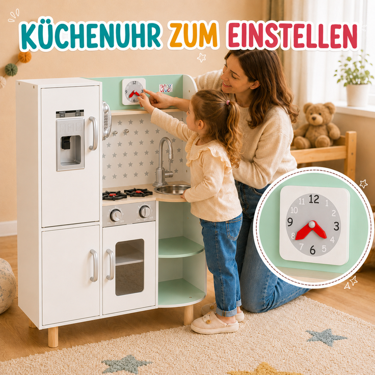 Baby Vivo Kinderküche Spielküche aus Holz - Gustavo in Weiß – Bild 5