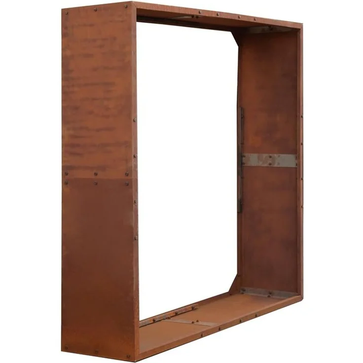 Cortenstahl Sichtschutzwand Brennholzregal 150x150x38 cm Rost Holzlager Edelrost – Bild 2