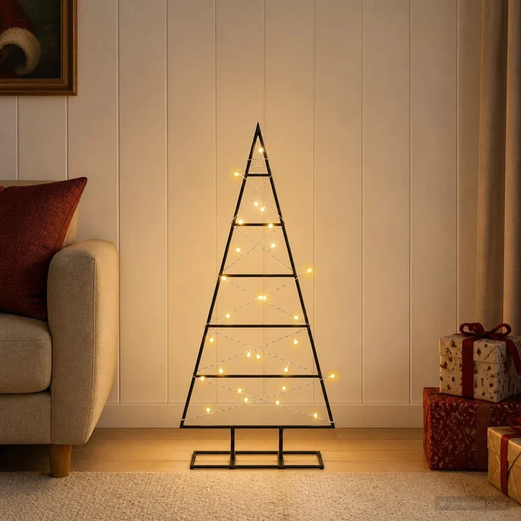 vidaXL Metall Weihnachtsbaum KUOPIO 90 cm Warmes Weiß Stahl Schwarz 42054047 – Bild 3
