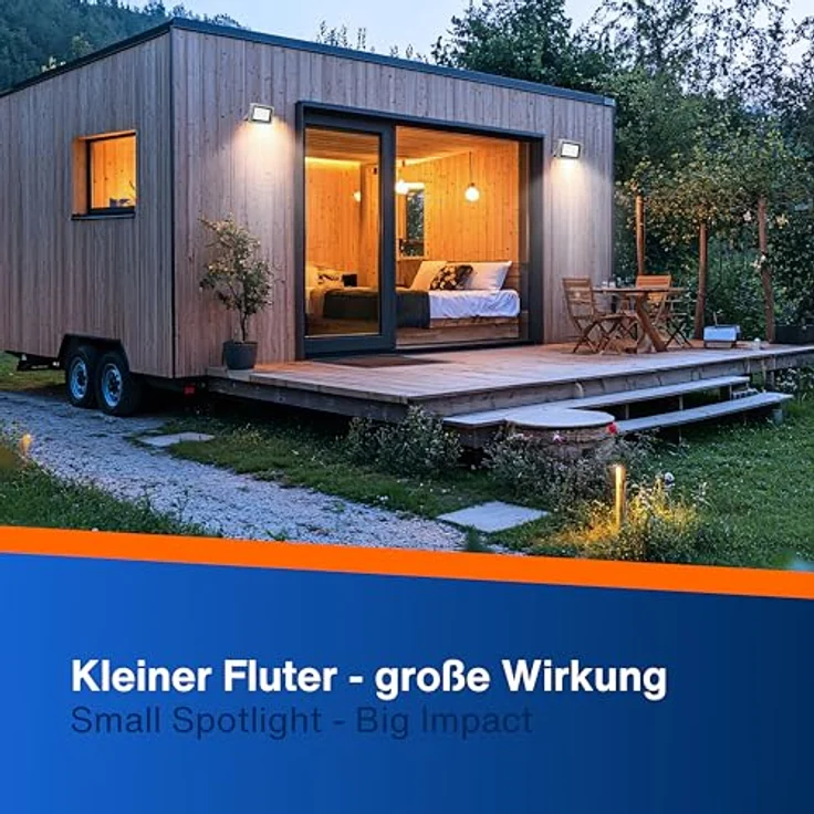 REV LED Strahler für außen FLARE - IP65, LED Leuchte 20W, 1700 Lumen, 6500K – Outdoor Beleuchtung - ideal für Hofeinfahrten, Garagen & Hauseingänge, silber – Bild 8