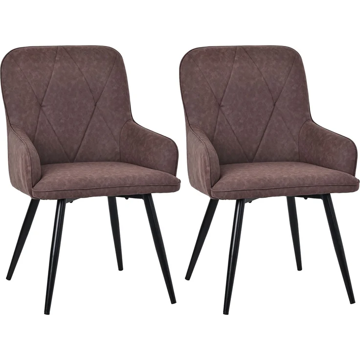 HOMAVO Esszimmerstuhl 2 Stück mit Armlehnen Lederlook Braun 57x62x87cm, YZ3 – Bild 1