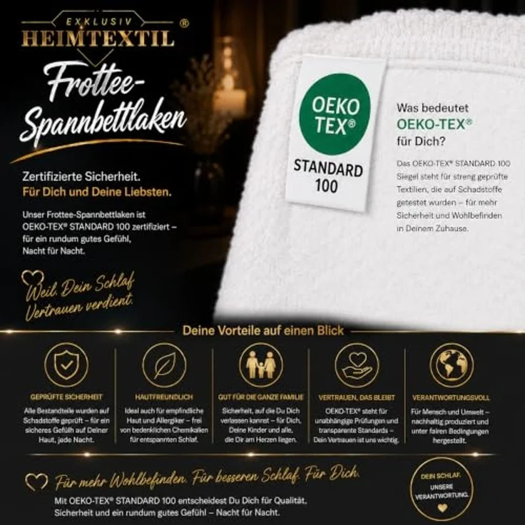 EXKLUSIV HEIMTEXTIL Frottee Spannbettlaken 200 x 220 cm Flieder – Bild 5