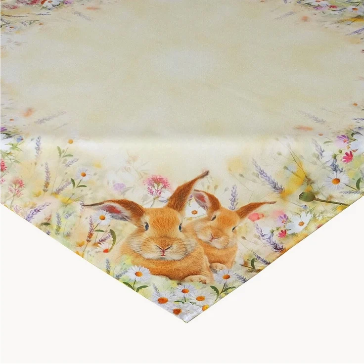 texpot Tischdecke Druck Osterhasen Wiese Ostern Frühling Tischläufer (1-tlg) – Bild 2