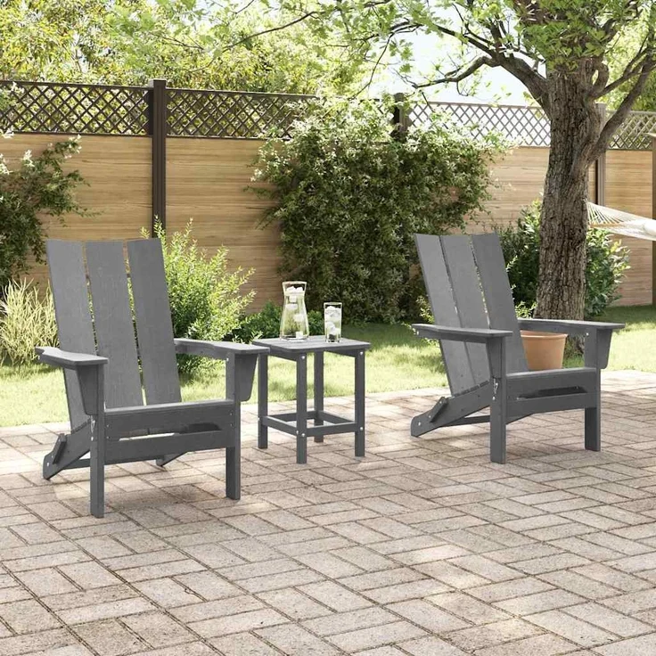 vidaXL Gartenstuhl 2 pcs Hellgrau 80,5 x 74,5 x 92 cm Polyethylen 3335821 – Bild 2