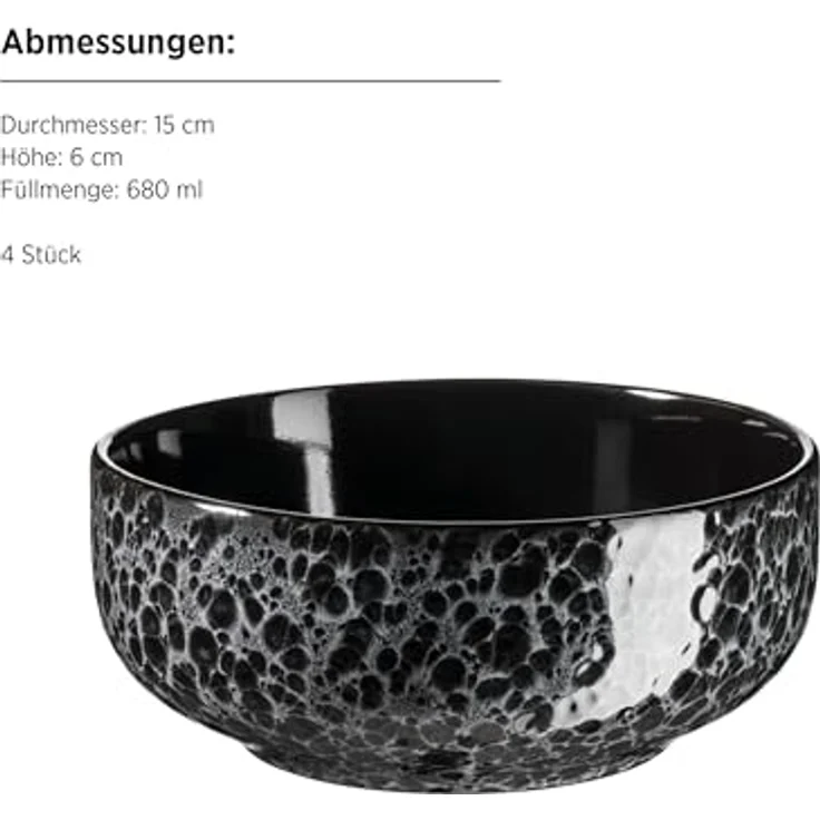 Mäser Kombiservice Filippa, 16-teiliges Geschirrset aus schwarzer Keramik, 400 ml – Bild 4