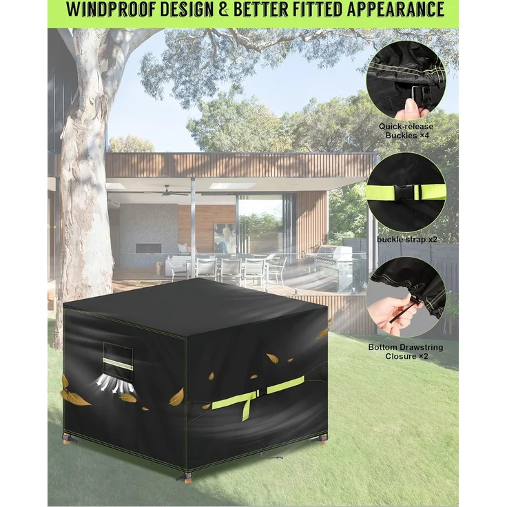 VDISRR Abdeckhaube Gartenmöbel, 420D Oxford Abdeckhauben Für Tische 200 x 200 x 90 cm, Gartentische Schutzhülle mit Belüftungsöffnungen Wasserdicht, UV-beständig, Staubfest, Winterfest für Terrassenmöbel – Bild 5