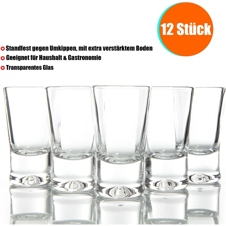 BigDean 12er Set Schnapsgläser 2cl - robuste + hochwertige Shotgläser aus Glas - spülmaschinenfest lebensmittelecht - standfest gegen Umkippen – Bild 3