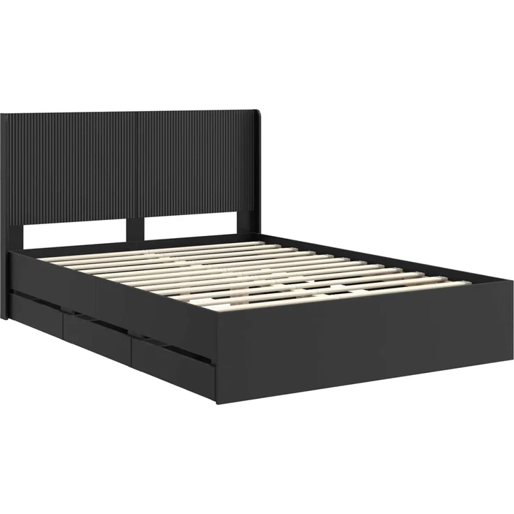 vidaXL Bettgestell mit Stauraum und Kopfteil Schwarz 160 x 200 cm 3413930 – Bild 4
