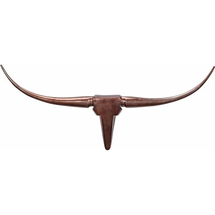 Wohnling Deko Geweih Bull M WL1.394, Wanddekoration in Bronze, 100 cm Aluminium Stierkopf mit Hörnern, moderne Wandskulptur und Jagdtrophäe, Longhorn Wandschmuck Groß
