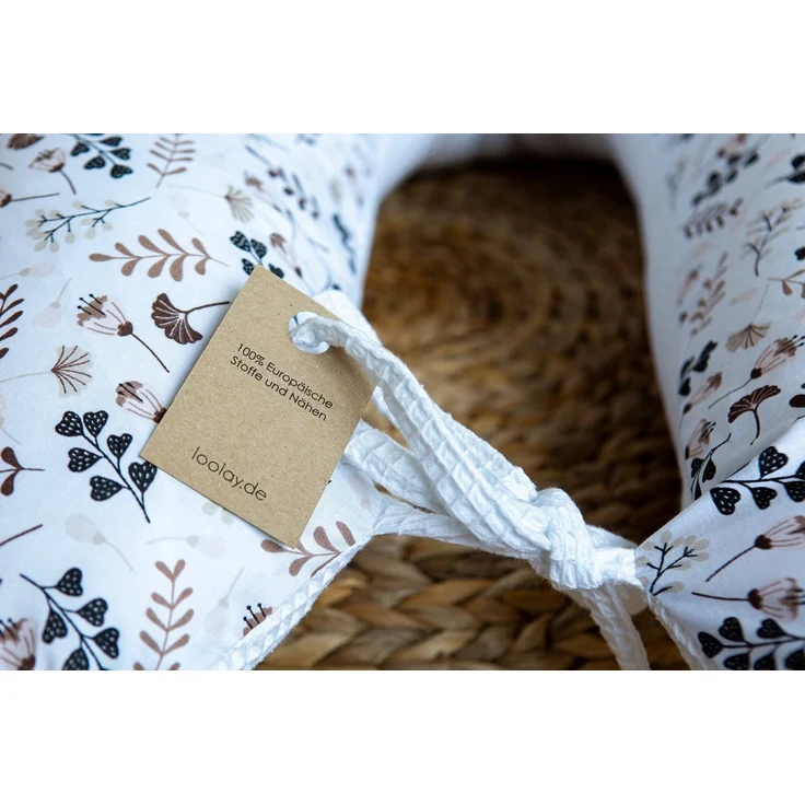 Loolay Seitenschläferkissen WAFFELPIQUE Blumen Schwangerschaftskissen Schlafen Kissen Stillkissen, M/ L oder L/ XL KISSEN + Bezug / 6 MUSTER Auswahl: Waffelstoff Waffelpique/ Türkis BLUMENWIESE Braun, Blau, Rosa, Gelb, Weiß, 170 o. 190 cm Kissen. PREMI... – Bild 3